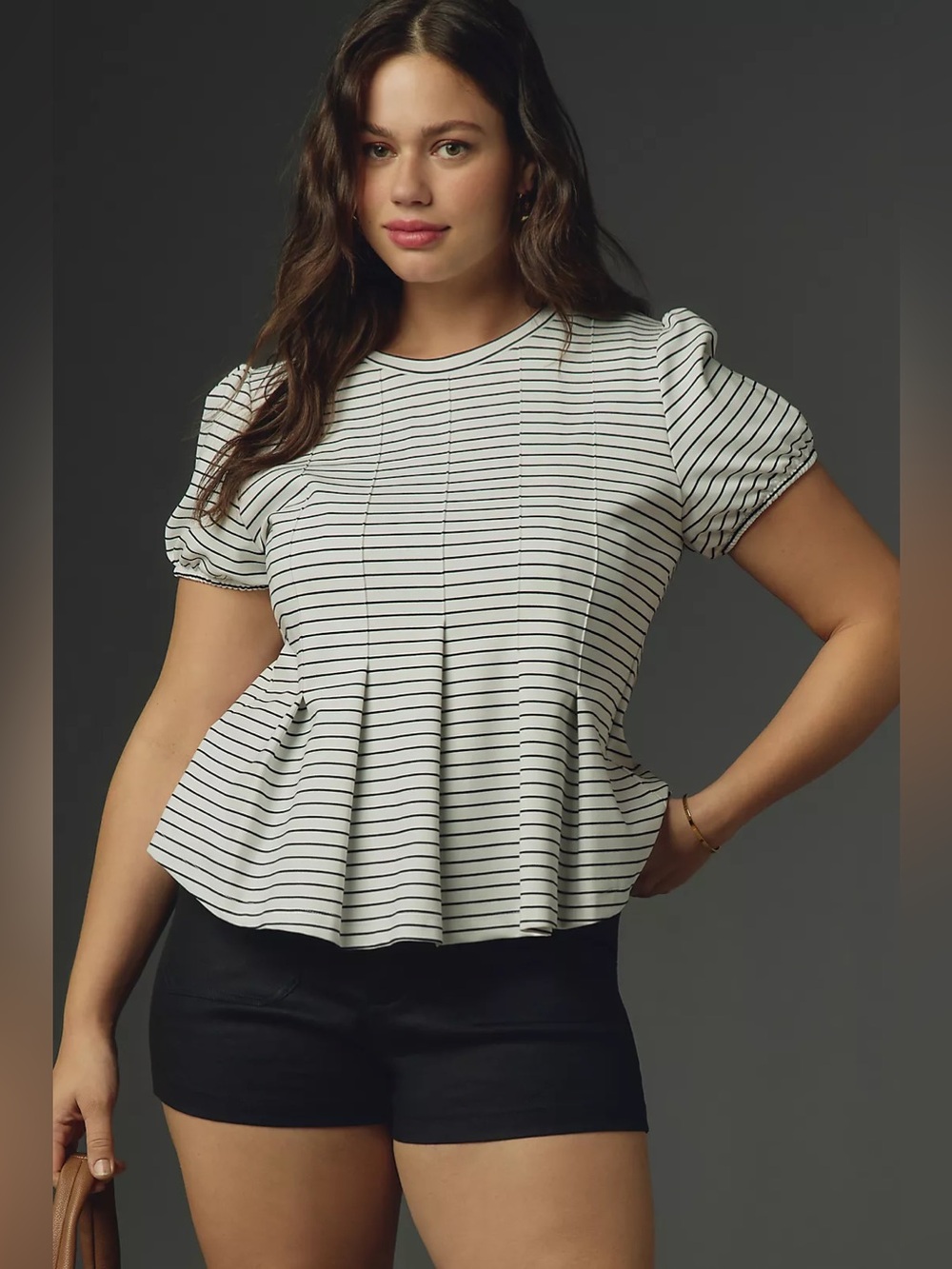 Anthropologie Maeve Corset Peplum Short Sleeve Top XL